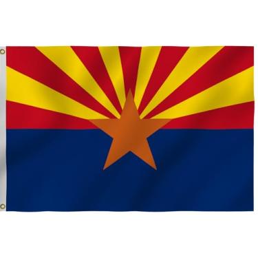 Imagem de Bandeira do estado do Arizona 1,5 x 2,8 m, bandeiras estaduais e nacionais, impressão dupla face, costura dupla com 2 ilhós de latão, para festa de varanda de gramado, tapeçaria legal para quarto de