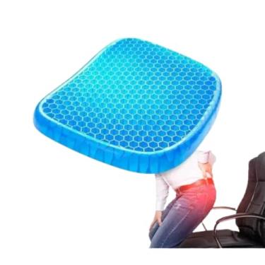 Imagem de Almofada Gel Ergonômica para Assento, Colmeia Azul, Suporte Lombar, Alívio de Pressão, Design Honeycomb