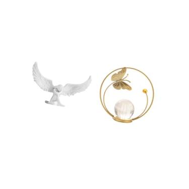 Imagem de Fenteer Estatueta de Resina de Asa de Cristal de Anjo, Ornamento para Escritório, Inauguração de Casa, Estante, Corredor, Mesa, Lareira, Quarto, Sala de Estar