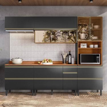 Imagem de Cozinha Completa 5 Peças 100% Mdf Proença Nogueira-carbono Prime