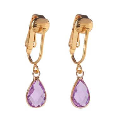 Imagem de Aloha Earrings Brincos pendentes em forma de gota com clipe em tom dourado não perfurado, One Size, Metal, Sem pedra preciosa