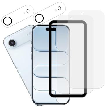 Imagem de HKKAIS Protetor de tela fosco antirreflexo para iPhone Air filme antiimpressão digital de vidro temperado com 2 unidades com protetor de lente de câmera, pacote com 2 e ferramenta de alinhamento fácil