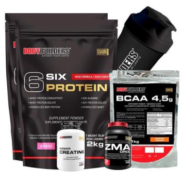Imagem de Kit 2 6 Six Protein 2Kg+ Bcaa 1Kg Tangerina+ Power - Bodybuilders