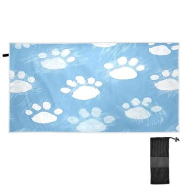 Imagem de ATTX Toalha de praia com estampa de pata de cachorro 79 x 188 cm - Cobertor de microfibra leve de secagem rápida e resistente à areia para piscina, ioga, academia e viagens | Esportes de banho de