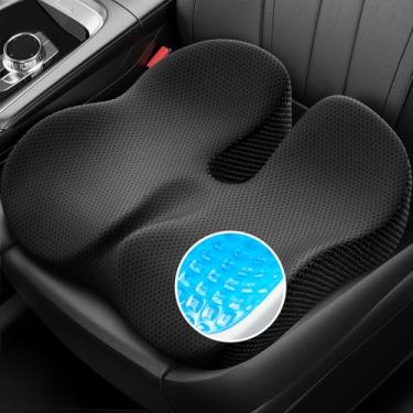 Imagem de ZIKEE Almofada de assento de gel para cadeira de escritório e assento de carro com zoneamento ergonômico, almofada de espuma viscoelástica para ciática, lombar, alívio da dor no cóccix e ventilação