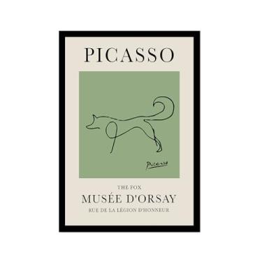Imagem de Impressão em tela verde sálvia Pablo Picasso animais esboço arte de parede gato cão pássaro cavalo impressão linha abstrata desenho pôsteres para quarto casa escritório decoração (SKU16,20.3x30.5 cm =