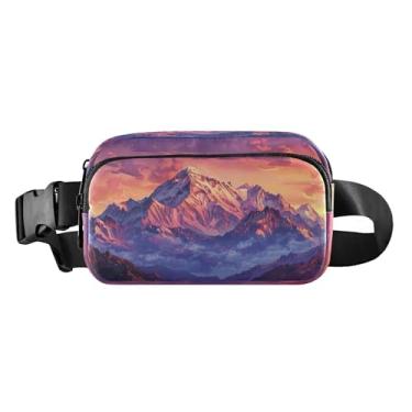 Imagem de CEBUGI Pochetes de caminhada para homens e mulheres, montanhas do Himalaia ao pôr do sol, modernas, resistentes à água, com cinto ajustável para treino, viagem, corrida