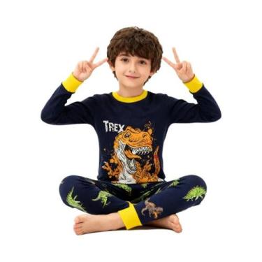 Imagem de Conjunto De Pijamas De Algodão Para Crianças Meninos Com Bordado De An