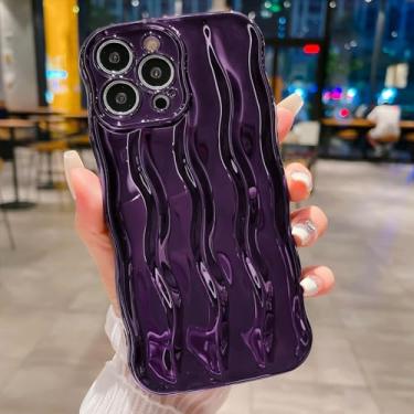 Imagem de Capa de telefone com moldura ondulada encaracolada projetada para iPhone 15 Pro, linda estampa de ondulação de água, TPU macio, capa traseira de ajuste fino para mulheres e meninas