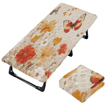 Imagem de Burbuja Lençol de berço de borboleta de flores para crianças, lençol de cochilo acolchoado portátil com faixa elástica para meninas e meninos, lavável na máquina, 63,5 x 127 cm