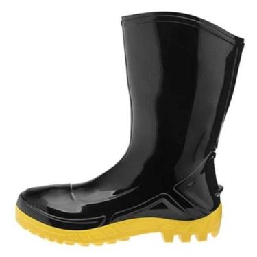 Imagem de Bota Galocha Pvc Médio Preto Com Solado Amarelo Vulcaflex 39 - Marluva