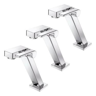 Imagem de Kit 3 Peças Torneira Mesa Docol Stillo Bica Baixa Banheiro Cromo Polid