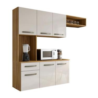 Imagem de Cozinha Compacta Suspensa 165cm Balcão Armário Aéreo Multiuso - Lezza,