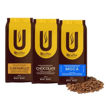 Imagem de Café Especial Uncoffee Trio 3x250g Grãos Arábica, GRÃO