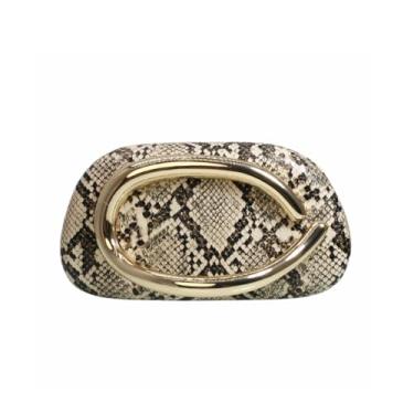 Imagem de DEBIMY Bolsa de mão feminina de couro PU com alça de metal, bolsa de couro moderno, bolsa de ombro trançada para uso casual, Medium, Couro sintético