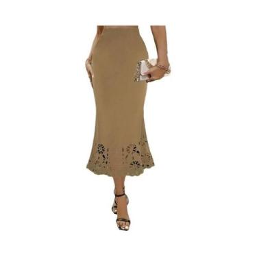 Imagem de Saia Lápis De Cintura Alta Slim Fit Para Mulheres, Stretch, Bodycon, C