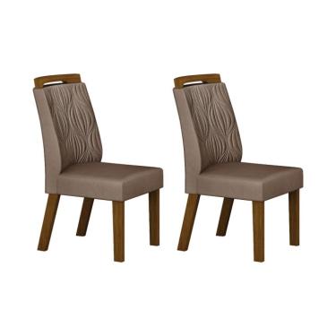 Imagem de Conjunto com 2 Cadeiras Ilhéus Camurça Marrom e Freijó