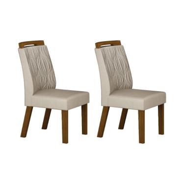 Imagem de Conjunto com 2 Cadeiras Ilhéus Camurça Palha e Freijó