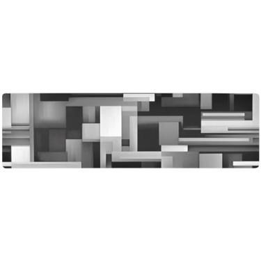 Imagem de Quadrados de tapete preto e branco, almofada de isolamento de mesa, suporte de panela quente para bancada