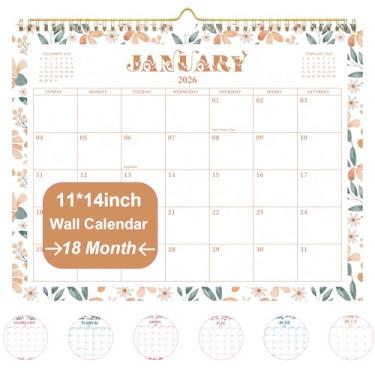 Imagem de Calendário 2026, calendário de parede de 18 meses, funciona de janeiro de 2026 a junho de 2027, calendário mensal de 35,5 x 28 cm com encadernação de fio duplo, perfeito para escritório, casa ou