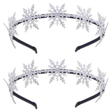 Imagem de 2 Unidades Faixa De Cabelo De Metal Acessórios De Cabelo Floco De Neve Glitter Floco De Neve Faixas De Cabelo Prateadas Bandana De Festa De Natal Cocar De Natal Pop Filho Decorar