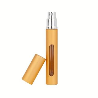 Imagem de 1 spray atomizador de perfume recarregável, névoa ultrafina, caixa de metal de 5 ml com janela, portátil para viagens, bolso, retoque diário, dourado