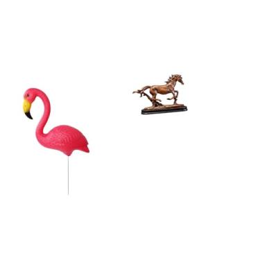 Imagem de Whtkoph Escultura de Flamingo E Cavalo para Jardim, Enfeite de Mesa, Estante, Mobília de Sala de Estar, Decoração de Casa, Arte para Pátio.