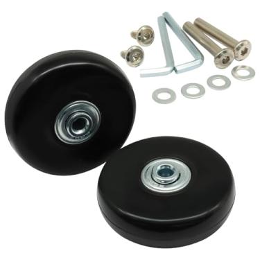 Imagem de Hordion 2 peças de substituição de rodas de bagagem, kits de reparo de roda de borracha preta de 60 x 18 mm, peças de reposição para bolsa de trole, placa de rodízio de skate em linha