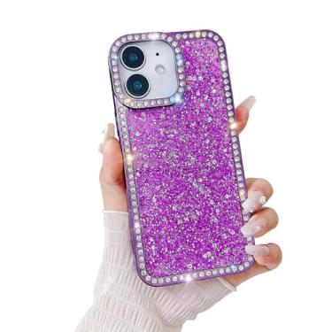 Imagem de Capa Svaove para iPhone 16e com purpurina, capa de telefone brilhante de luxo com diamantes de cristal brilhante strass para mulheres e meninas, capa protetora de plástico rígido à prova de choque TPU