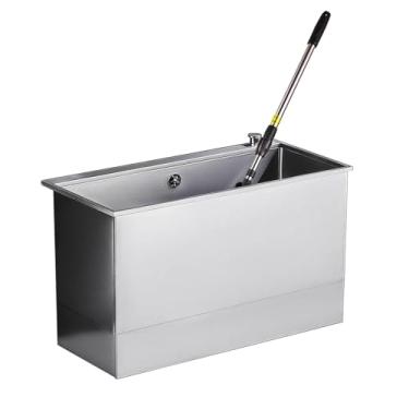 Imagem de Bacia de serviço de esfregão de aço inoxidável independente, pia de cozinha industrial, banheira de lavanderia de nível comercial, para bar de hotel, garagem, loja (47 cm/18,5 pol, pia única)