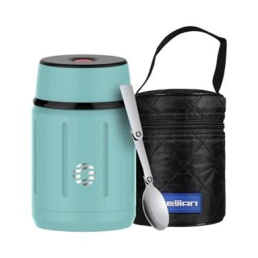 Imagem de Marmita Portátil De Aço Inoxidável Isolada Com Colher Dobrável Para Es