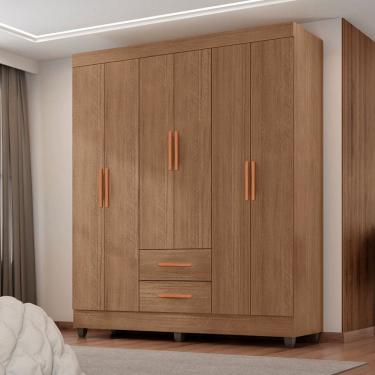 Imagem de Guarda Roupa Solteiro 6 Portas 2 Gavetas com Pes Lite Moveis Leao