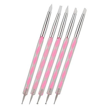 Imagem de Cryfokt Kit de Caneta Pontilhadora para Manicure, Cabo Acrílico Transparente, Caneta para Pintura de Unhas Com Pontas de Silicone, 5 Peças para Criar Trabalhos Requintados de Arte Em Unhas (Rosa)