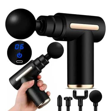 Imagem de Massageador Elétrico Profissional Portátil com 4 Cabeças e 6 Velocidades – Alívio Muscular, Miofascial e Relaxamento Corporal, Recarregável, Ideal para Casa e Academia (Preto)