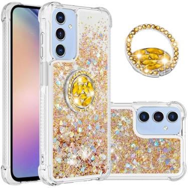Imagem de Monwutong Capa de ajuste fino para Samsung Galaxy A16, capa com anel de silicone macio com glitter líquido com efeito de areia movediça e suporte, capa de proteção de tela e câmera para A16, WTZH