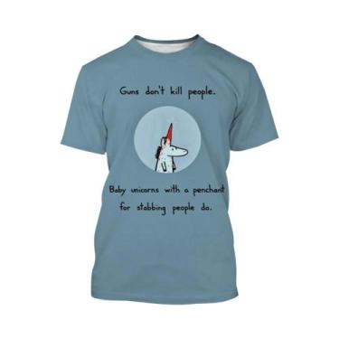 Imagem de Camiseta Unissex De Verão Com Arte 3D De Unicórnio, Estilo Harajuku, C