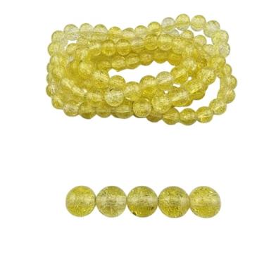 Imagem de DandS ltd Contas de vidro Crackle Lampwork para fabricação de joias, amarelas, pulseiras vibrantes, colares, brincos, suprimentos de miçangas e kits de artesanato para joias artesanais, 80 peças de 10