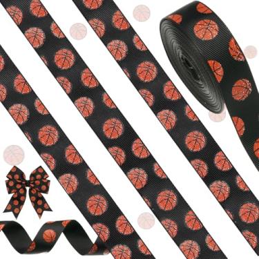 Imagem de Giegxin Fita de basquete de 10 metros, 7/20 cm, fita com glitter, borda esportiva, torcida, faça você mesmo, artesanato, tecido, decorações de festa de gorgorão para a equipe, laço de cabelo, cordão