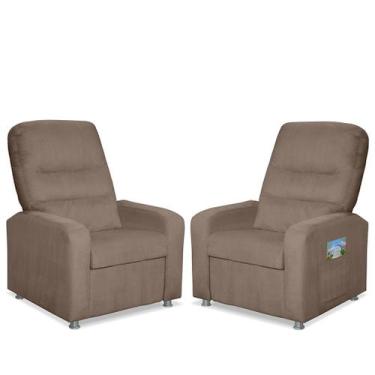 Imagem de Kit 02 Poltrona Do Papai Reclinável Confortável Suede  Capuccino - Son