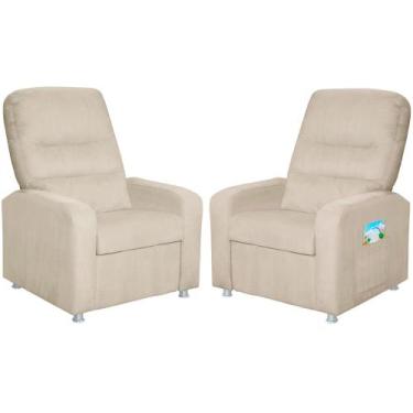 Imagem de Kit 02 Poltrona Do Papai Reclinável Confortável Suede  Bege - Sonho da