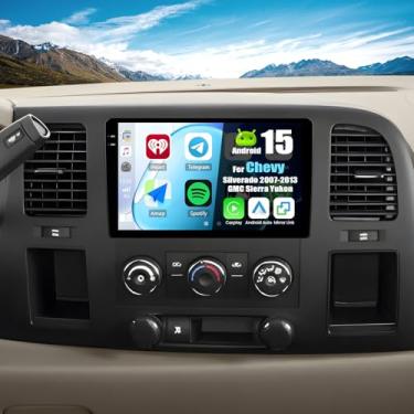Imagem de [4G + 128G] Rádio veicular Android 15 para Chevy Silverado 2007-2013 GMC Sierra Yukon com carro sem fio CarPlay Android Auto, tela sensível ao toque de 10,1 polegadas, estéreo automotivo com WiFi GPS