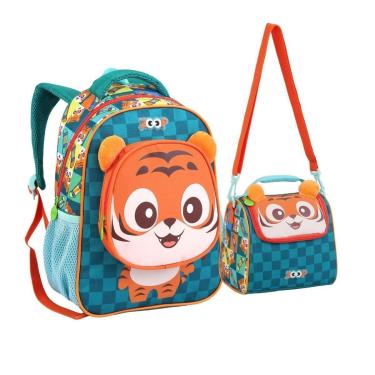Imagem de Kit Mochila e Lancheira Creche Escolar Animais-Unissex