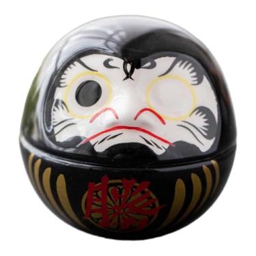 Imagem de WeiLaiKeQi Pequena boneca Daruma de cerâmica, decoração japonesa Dharma, escultura de arte para casa, estatueta em miniatura para carro, casa de campo, Preto