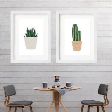 Imagem de Kit 2 Quadros Cacto E Suculenta - 60X48Cm