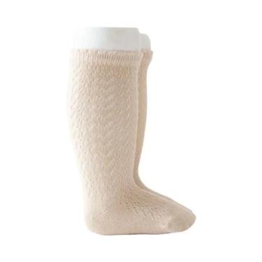 Imagem de Meias De Algodão Tricotadas Para Meninas Bebês 0-3T, Meias Longas De V