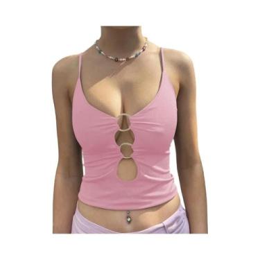 Imagem de Regata Preta De Verão Para Mulheres Moda Festa Clube Streetwear Férias