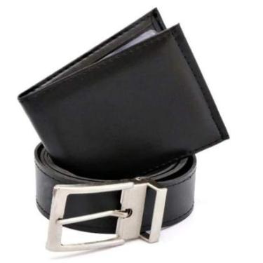 Imagem de Kit Cinto Social Couro Eco Dupla Face + Carteira Slim Premium-Masculino