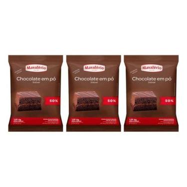Imagem de Kit C/3 Chocolate Em Pó Solúvel 50% Cacau 1,01kg - Mavalério