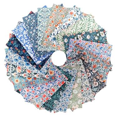 Imagem de 20 peças de tecido floral vintage, 25,4 x 25,4 cm, tecido acolchoado de retalhos, quadrados, pré-cortados, tecidos de costura para projetos de costura à mão para artesanato faça você mesmo