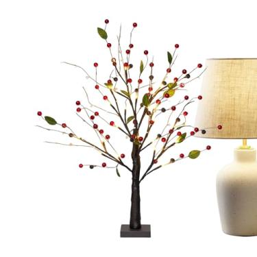 Imagem de Árvore iluminada para ambientes internos, planta artificial operada por bateria | Decoração interna de árvore iluminada com LED, para Natal, Páscoa, inverno, Ano Novo, inauguração de casa, quarto